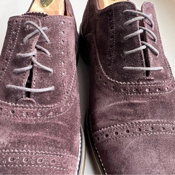 Mikekonos Brown Suede Lace Up Oxford Shoes Men’s Size 10.5 Preppy Dress Casual - Picture 6 of 14